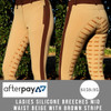 Ladies Silicone Breeches Mid Waist Beige With Brown Stripe