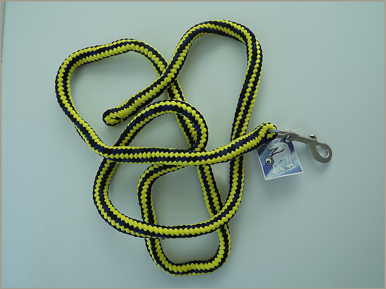 Fluorescent pp lead-rope Yellow w/ Navy-Black Braids