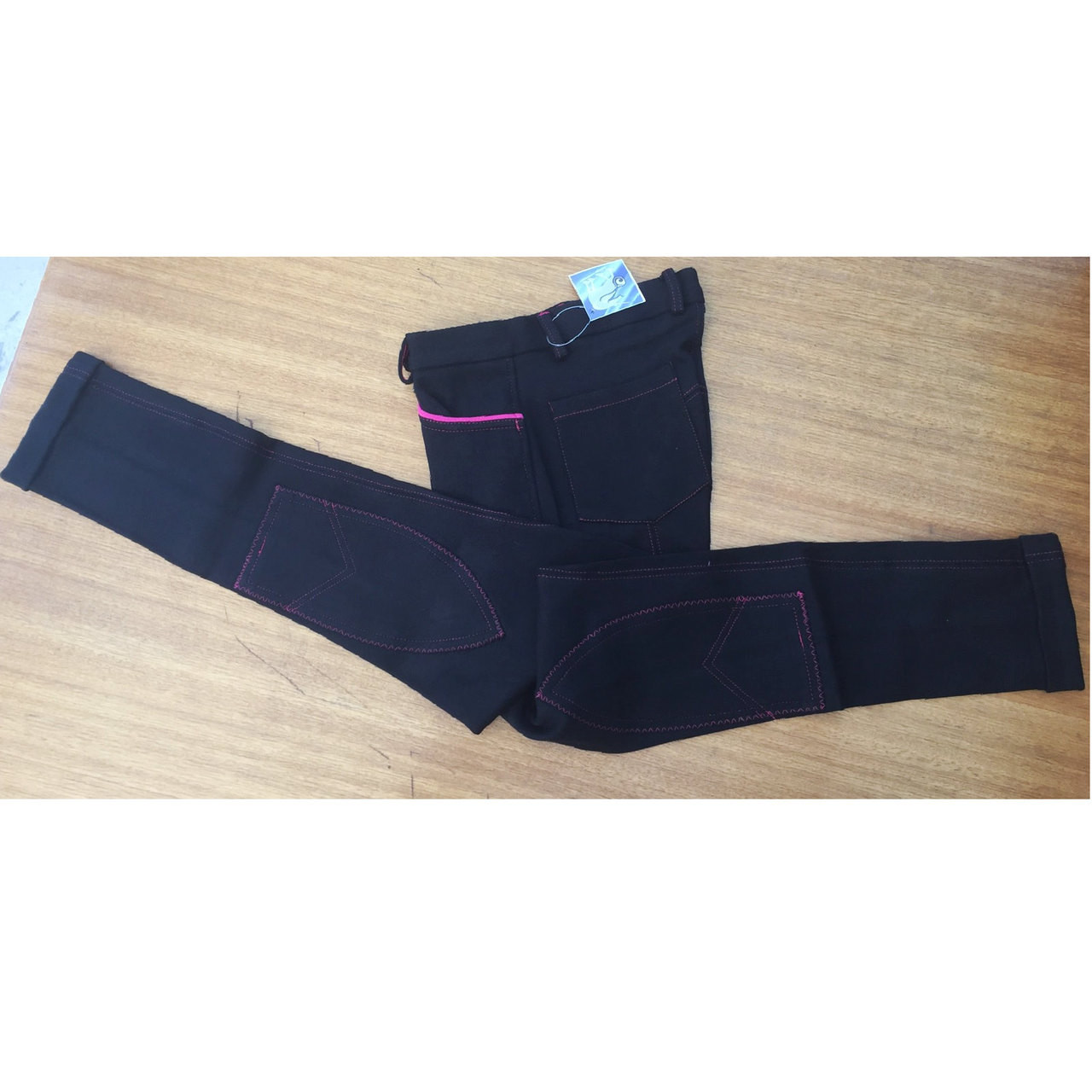 Black Kids Breeches With Pink Piped Pockets