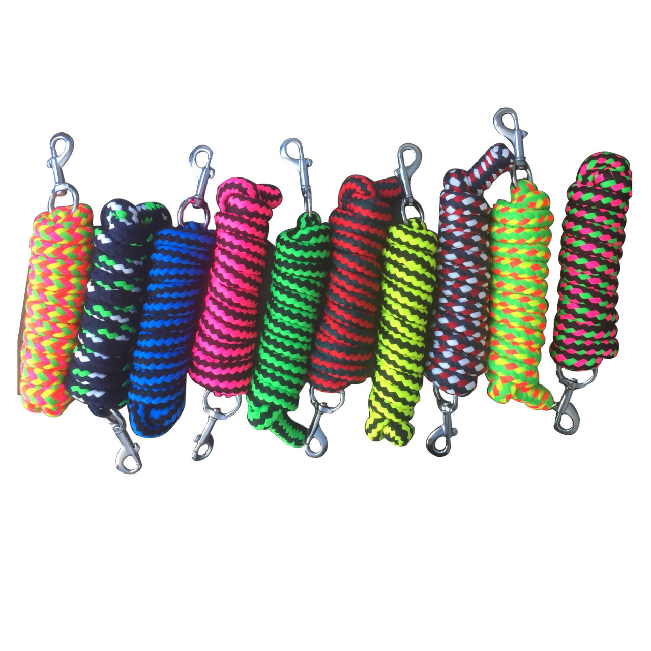 Pack Of 10 X Fluro Horse Lead Ropes