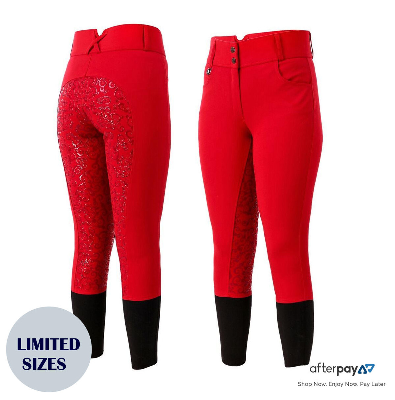 Unicorn Ladies Red High Waisted Silicone Grip Breeches