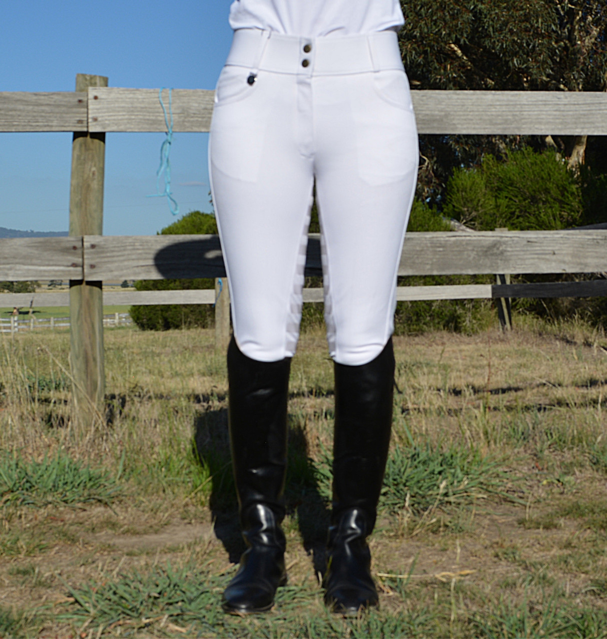 Unicorn Ladies White High Waist Silicone Grip Full Seat Breeches