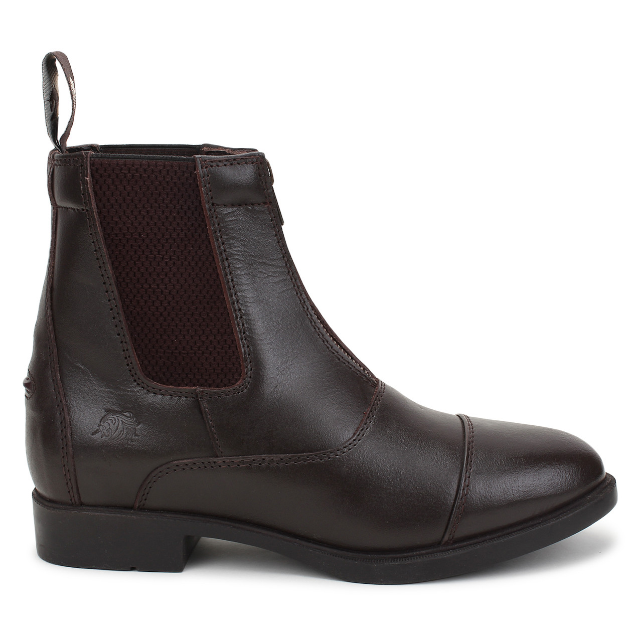 Genuine Leather Front Zip Riding Boots Dark Brown EU 38 ~ 42