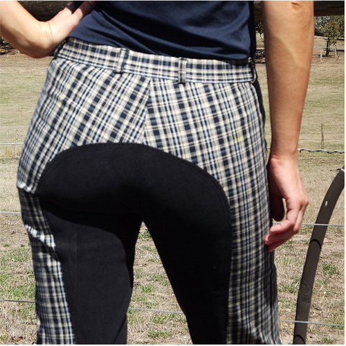 Beige Black Grey Check Full Seat Breeches