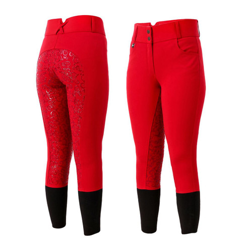 Unicorn Ladies Red High Waisted Silicone Grip Breeches