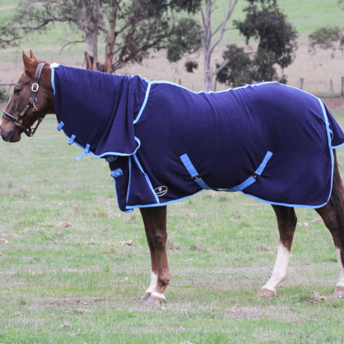 navy fleece combo horse rug