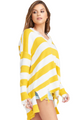 SHOW ME YOUR MUMU Delphina Distressed Sweater in Yellow Rugby Stripe