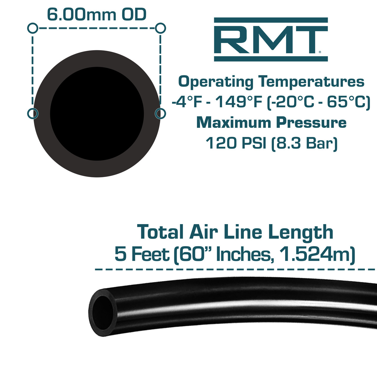 LR00-A325-AD4U - New Front and Rear Repair Kit Air Line 5 Feet - Acura, Aston Martin, Audi, BMW, Bentley, Cadillac, Chevrolet, GMC, Hummer, Hyundai, Jaguar, Jeep, Kia, Land Rover, Lincoln, Maserati, Porsche, RAM, Rivian, Rolls Royce, Tesla, Volkswagen, Volvo