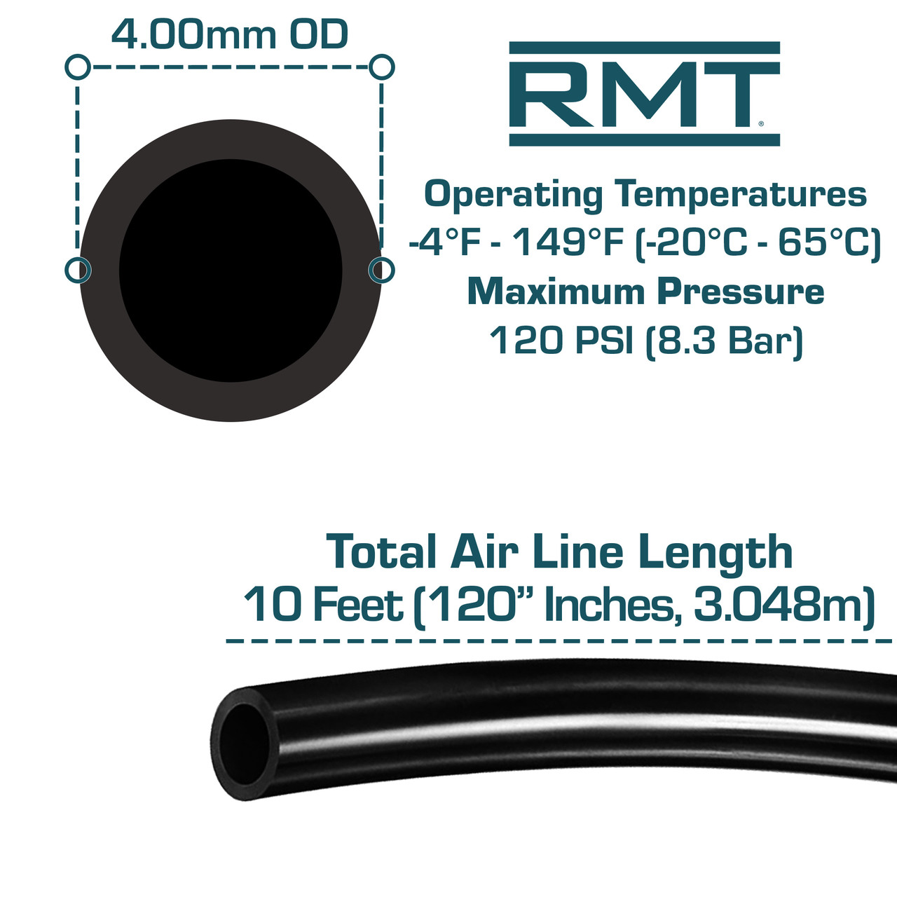 M000-A326-AD4U - New Front and Rear Repair Kit Air Line 10 Feet - Audi, BMW, Bentley, Buick, Chevrolet, GMC, Isuzu, Jaguar, Lamborghini, Land Rover, Maserati, Maybach, Mercedes Benz, Oldsmobile, Porsche, Rolls Royce, SAAB, Tesla, Volkswagen