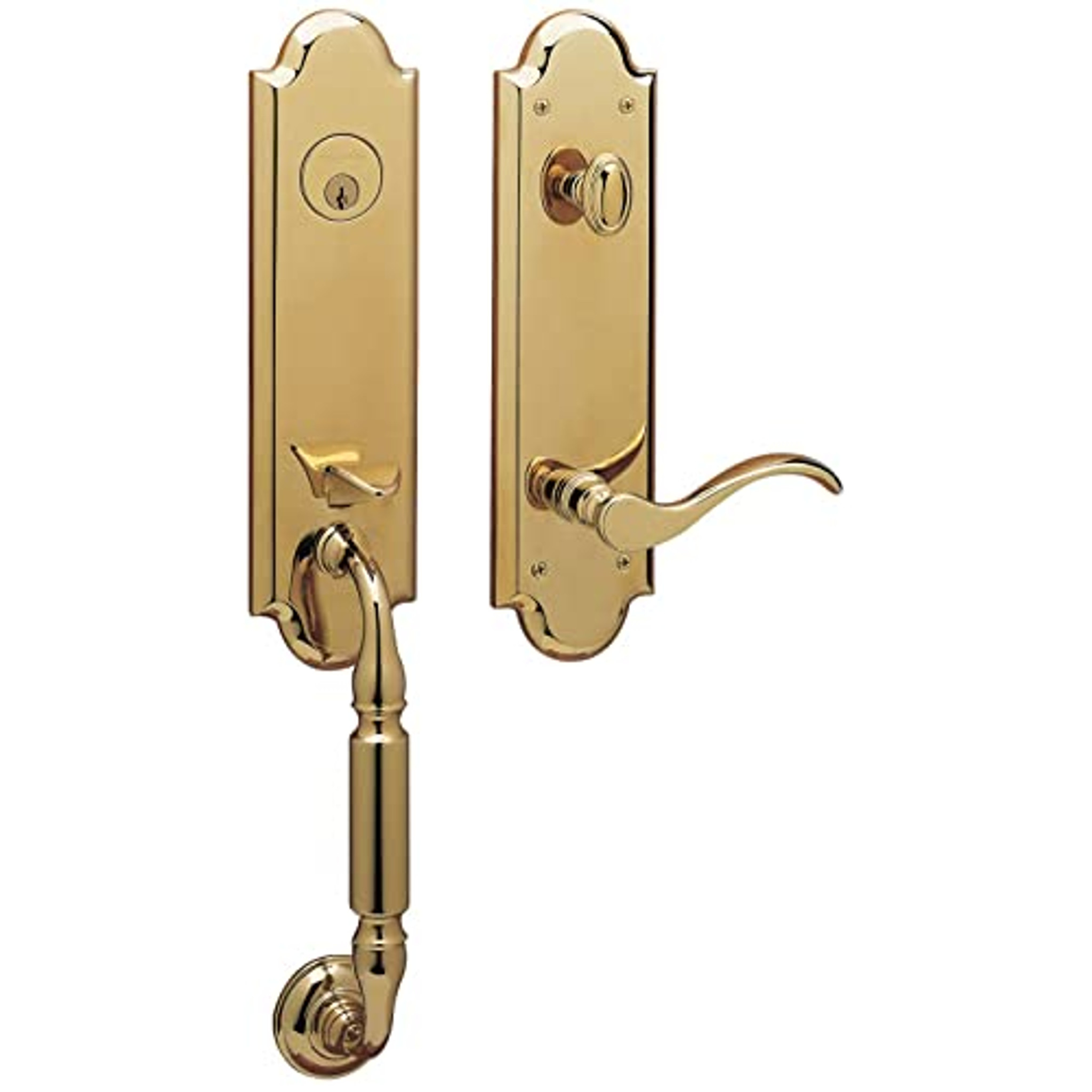 Baldwin SINGLE CYLINDER HANDLESET WITH 5455V LEVER  LEFT HAND EMERGENCY EGRESS IN LIFETIME(PVD) POLISHED BRASS