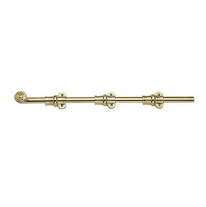 BALDWIN 0382.003 18" ORNAMENTAL HEAVY DUTY SURFACE BOLT IN LIFETIME (PVD) POLISHED BRASS