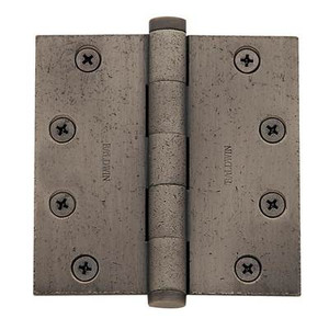 BALDWIN 1046.452.I SQUARE CORNER BALL BEARING HINGE (EACH) 4.5" X 4.5" IN ANTIQUE NICKEL WITH MATTE LACQUER