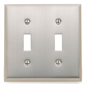 BALDWIN 4761.150.CD BEVELED EDGE DOUBLE TOGGLE SWITCH PLATE INSATIN NICKEL