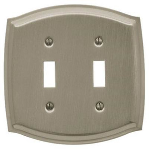 BALDWIN 4766.150.CD COLONIAL DOUBLE TOGGLE SWITCH PLATE IN SATIN NICKEL BALDWIN 4766.150.CD COLONIAL DOUBLE TOGGLE SWITCH PLATE IN SATIN NICKEL
