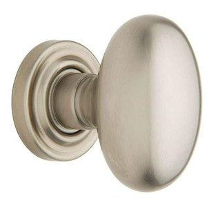 BALDWIN 5025.150.PASS PASSAGE SET 5025 EGG KNOB WITH 5048 ROSE 2-3/8" BACKSET IN SATIN NICKEL