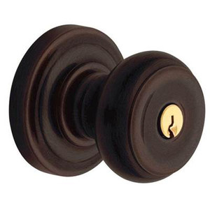 BALDWIN 5210.112.ENTR TUBULAR KEYED ENTRY SET COLONIAL KNOB WITH CLASSIC ROSE EMERGENCY EXIT IN VENETIAN BRONZE