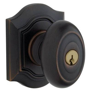 BALDWIN 5237.102.ENTR TUBULAR KEYED ENTRY SET BETHPAGE KNOB WITH BETHPAGE ROSE EMERGENCY EXIT IN OIL RUBBED BRONZE