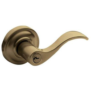 BALDWIN 5255.050.RENT TUBULAR KEYED ENTRY SET RIGHT HAND WAVE LEVER WITH CLASSIC ROSE EMERGENCY EXIT IN TUBULAR KEYED ENTRY SET RIGHT HAND WAVE LEVER WITH CLASSIC ROSE EMERGENCY EXIT IN BRASS & BLACK