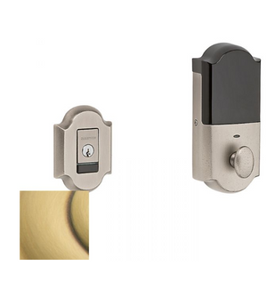 BALDWIN 8252.060.B EVOLVED ARCHED DEADBOLT IN SATIN BRASS & BROWN