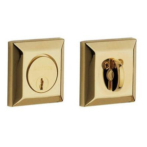 BALDWIN 8254.031 SQUARED SINGLE CYLINDER DEADBOLT  2-1/8" DOOR PREP IN NON-LACQUERED BRASS