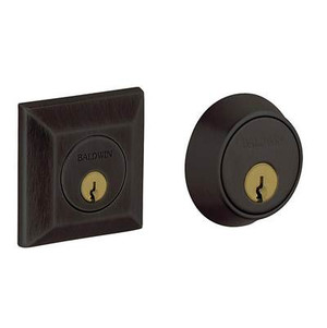 BALDWIN 8255.102 SQUARED DOUBLE CYLINDER DEADBOLT  2-1/8" DOOR PREP IN OIL RUBBED BRONZE