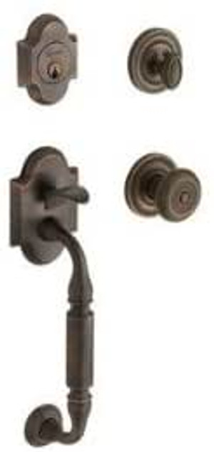 BALDWIN 85305.412.ENTR CANTERBURY SINGLE CYLINDER HANDLESET WITH 5020 KNOB IN DISTRESSED VENETIAN BRONZE