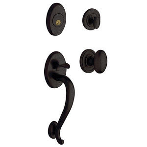 BALDWIN 85335.402.ENTR LOGAN SINGLE CYLINDER HANDLESET WITH 5025 KNOB IN DISTRESSED OIL RUBBED BRONZE