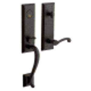 BALDWIN 85355.402.LENT STONEGATE SINGLE CYLINDER HANDLESET WITH 5445V LEVER LEFT HAND EMERGENCY EGRESS IN DISTRESSED OIL RUBBED BRONZE