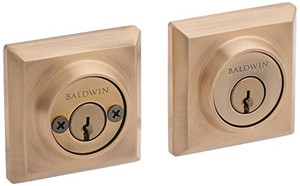 Baldwin DCTSD049 Reserve Double Cylinder Traditional Square Deadbolt, Matte Brass & Black Finish