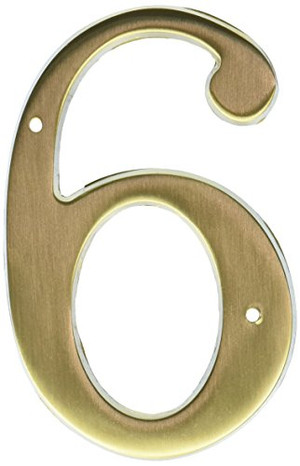 Baldwin 90676040 76# 6 House Number, Satin Brass