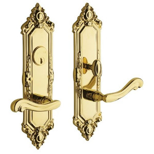 Baldwin 6961.ENTR Westminster Single Cylinder Mortise Handleset Trim Set, Lifetime Polished Brass