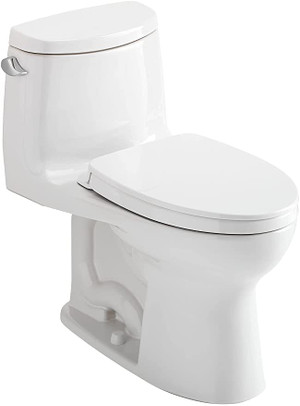 TOTO UltraMax II One-Piece Elongated 1.28 GPF Universal Height Toilet with CEFIONTECT and SS124 SoftClose Seat, WASHLET+ Ready, Cotton White - MS604124CEFG#01