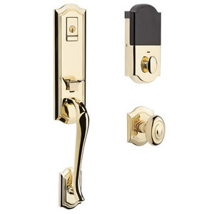 Baldwin 85337.BENTR Evolved Bethpage Single Cylinder One-Piece Handleset with 50, Lifetime Polished Brass