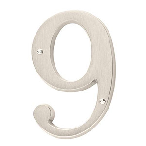 Baldwin Estate 90679.150.CD Solid Brass Traditional House Number Nine in Satin Nickel, 4.75"