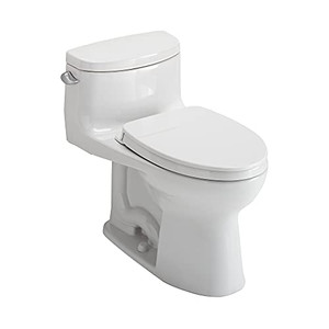 TOTO® Supreme® II One-Piece Elongated 1.28 GPF Universal Height Toilet with CEFIONTECT and SS124 SoftClose Seat, WASHLET+ Ready, Cotton White - MS634124CEFG#01