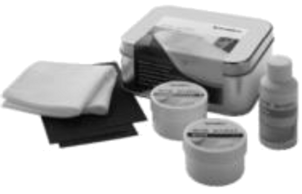 Duravit 790301000000000 - Care kit for acrylic surfaces Includes: acrylic care agent, grinding paste, polishing paste, polishing cloth, and wet abrasive paper in various grits.