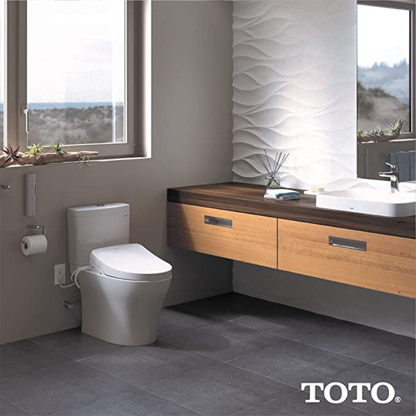 TOTO SW3046#01 S500E Electronic Bidet Toilet Cleansing, Instantaneous Water, EWATER Deodorizer, Warm Air Dryer, and Heated Seat, Elongated Contemporary, Cotton White