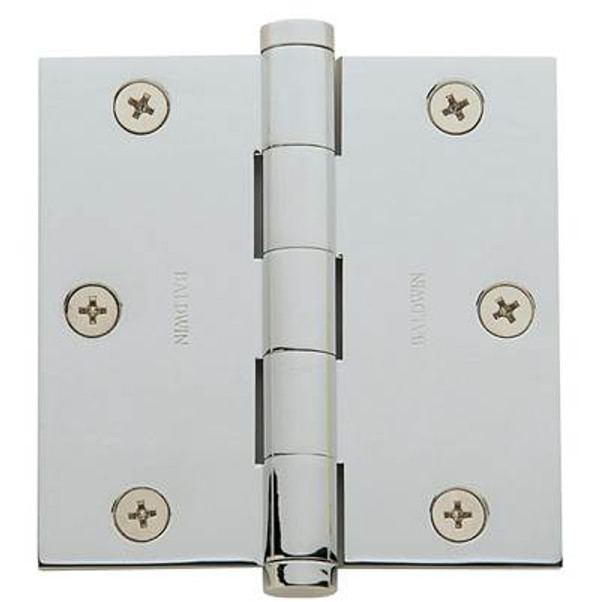 BALDWIN 1035.260.I SQUARE CORNER HINGE (EACH) 3-1/2" X 3-1/2" IN POLISHED CHROME