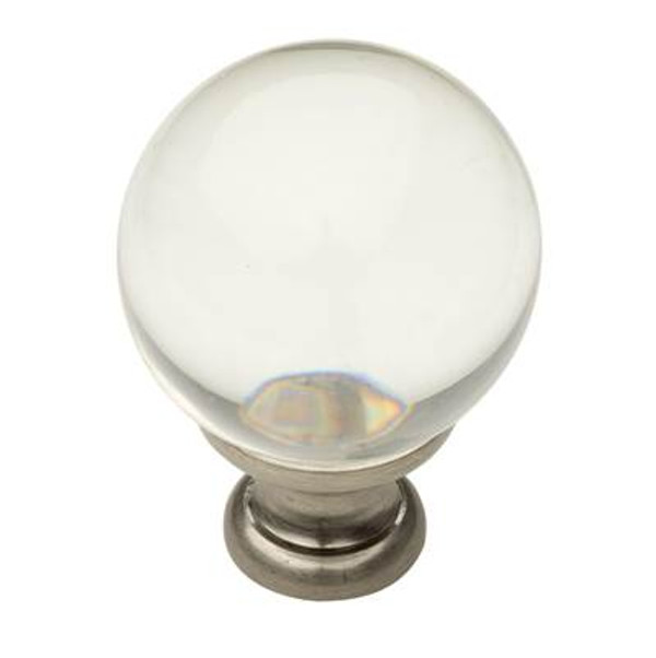 BALDWIN 4301.150 CRYSTAL CABINET KNOB 1.19" DIAMETER IN SATIN NICKEL