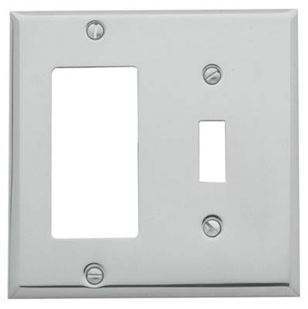 BALDWIN 4743.260.CD BEVELED EDGE GFCI / SINGLE TOGGLE COMBO SWITCH PLATE IN POLISHED CHROME