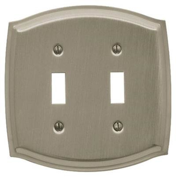 BALDWIN 4766.150.CD COLONIAL DOUBLE TOGGLE SWITCH PLATE IN SATIN NICKEL