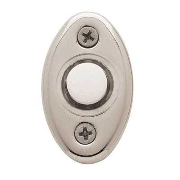 BALDWIN 4852.055 SMALL OVAL BELL BUTTON 2" X 1-1/8" IN LIFETIME (PVD) POLISHED NICKEL