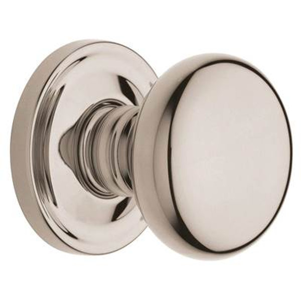BALDWIN 5015.055.PASS PASSAGE SET 5015 CLASSIC KNOB WITH 5048 ROSE 2-3/8" BACKSET IN LIFETIME (PVD) POLISHED NICKEL