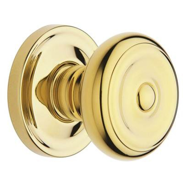 BALDWIN 5020.031.PASS PASSAGE SET 5020 COLONIAL KNOB WITH 5048 ROSE 2-3/8" BACKSET IN NON-LACQUERED BRASS