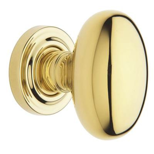 BALDWIN 5025.031.PRIV PRIVACY SET 5025 EGG KNOB WITH 5048 ROSE 2-3/8" BACKSET IN NON-LACQUERED BRASS