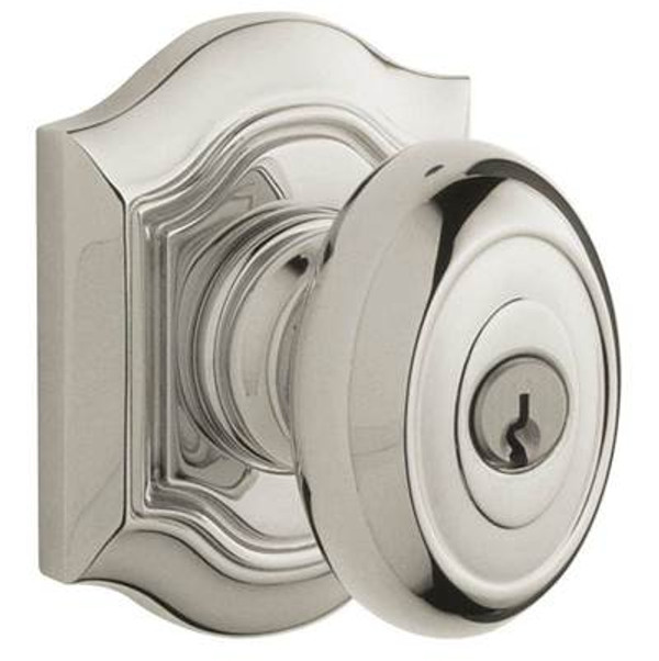 BALDWIN 5237.055.ENTR TUBULAR KEYED ENTRY SET BETHPAGE KNOB WITH BETHPAGE ROSE EMERGENCY EXIT IN LIFETIME (PVD) POLISHED NICKEL