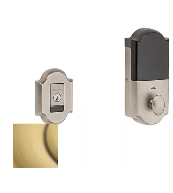 BALDWIN 8252.060.B EVOLVED ARCHED DEADBOLT IN SATIN BRASS & BROWN