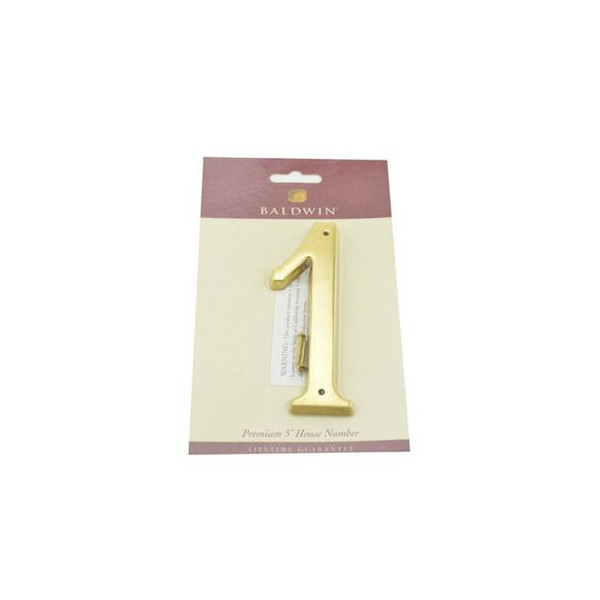 BALDWIN 90671.031.CD #1 HOUSE NUMBER 4-3/4" IN NON-LACQUERED BRASS