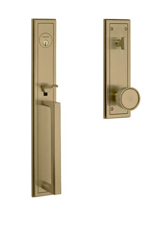 BALDWIN 85311.044.ENTR HOLLYWOOD HILLS SINGLE CYLINDER HANDLESET WITH K008 KNOB IN LIFETIME (PVD) SATIN BRASS