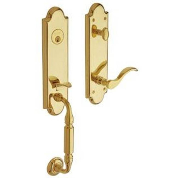 BALDWIN 85350.031.LENT MANCHESTER SINGLE CYLINDER HANDLESET WITH 5455V LEVER LEFT HAND EMERGENCY EGRESS IN NON-LACQUERED BRASS